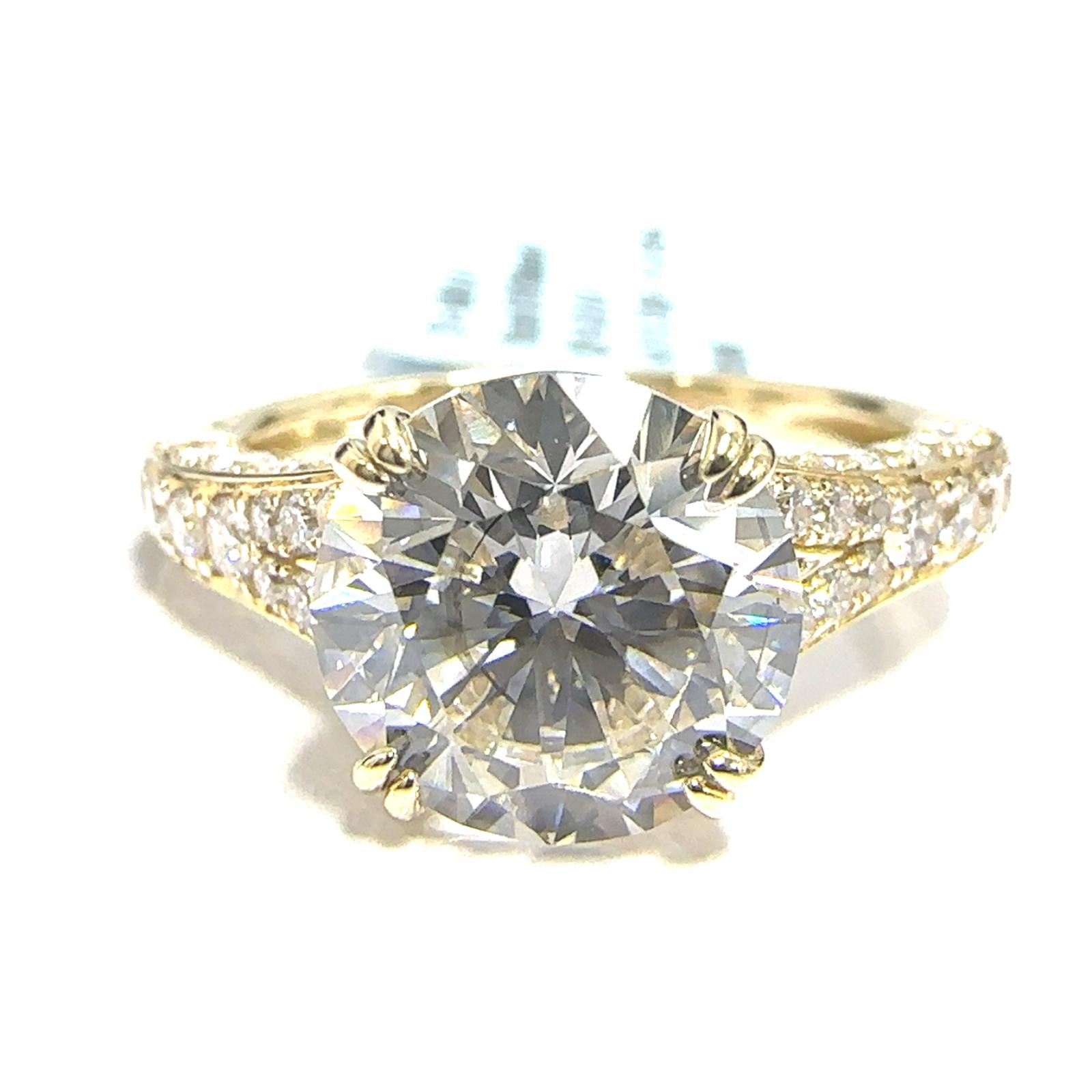 14KY LAB GROWN DIAMOND ENGAGEMENT RING NON CERT F-G VS+ 1RD-3.06CT 66D-1.055CTW 14KY-2.779GR