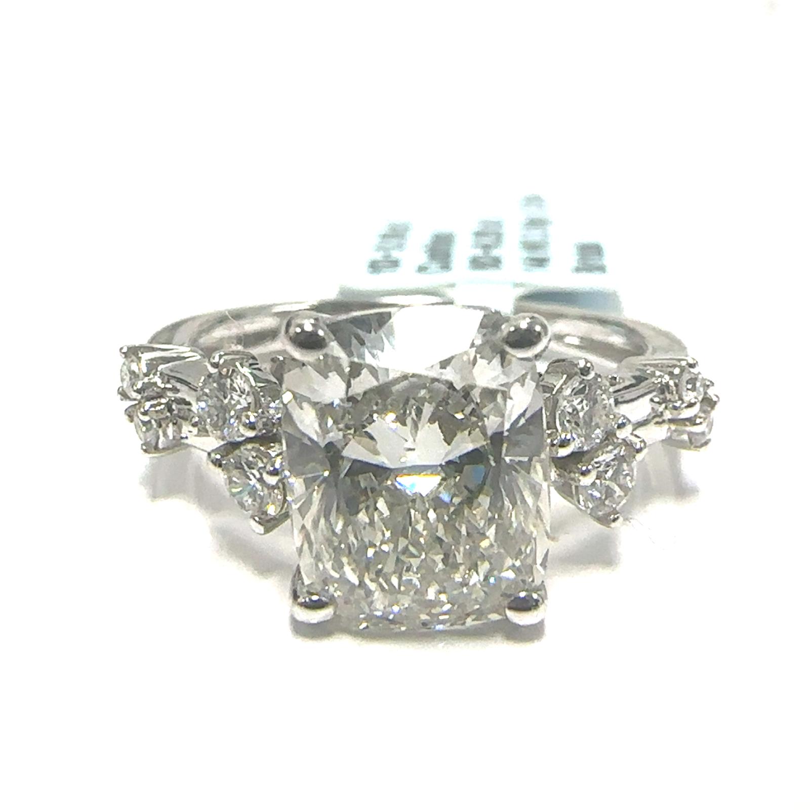 14KW LAB GROWN DIAMOND ENGAGEMENT RING NON CERT F-G VS+ 1RA-3.10CT 8D-0.275CTW 14KW-3.095GR