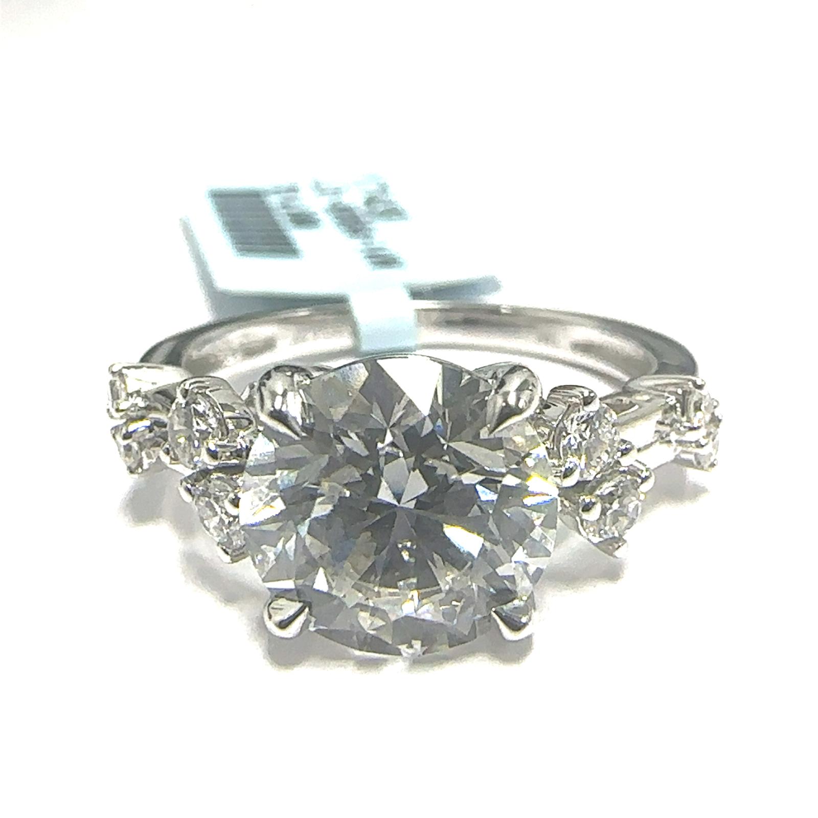 14KW LAB GROWN DIAMOND ENGAGEMENT RING NON CERT F-G VS+ 1RD-2.82CT 8D-0.275CTW 14KW-3.095GR