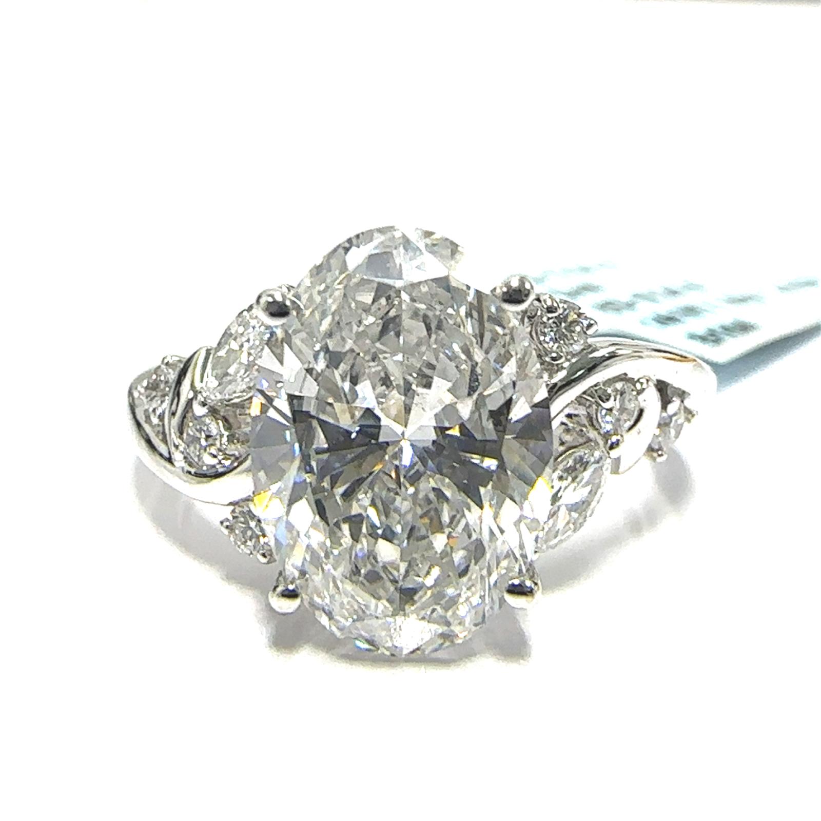 14KW LAB GROWN DIAMOND ENGAGEMENT RING NON CERT F-G VS+ 1OV-3.24CT 8D-0.24CTW 14KW-3.202GR