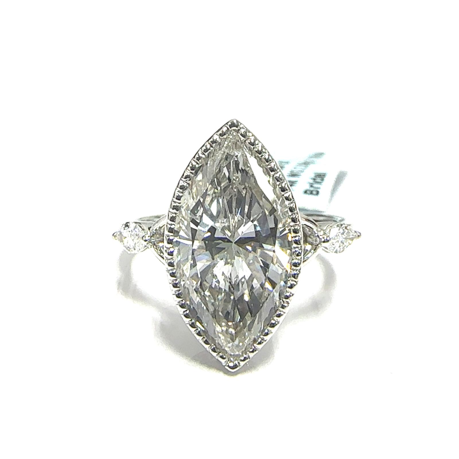 14KW LAB GROWN DIAMOND ENGAGEMENT RING NON CERT F-G VS+ 1MQ-4.18CT 2D-0.2CTW 14KW-2.99GR