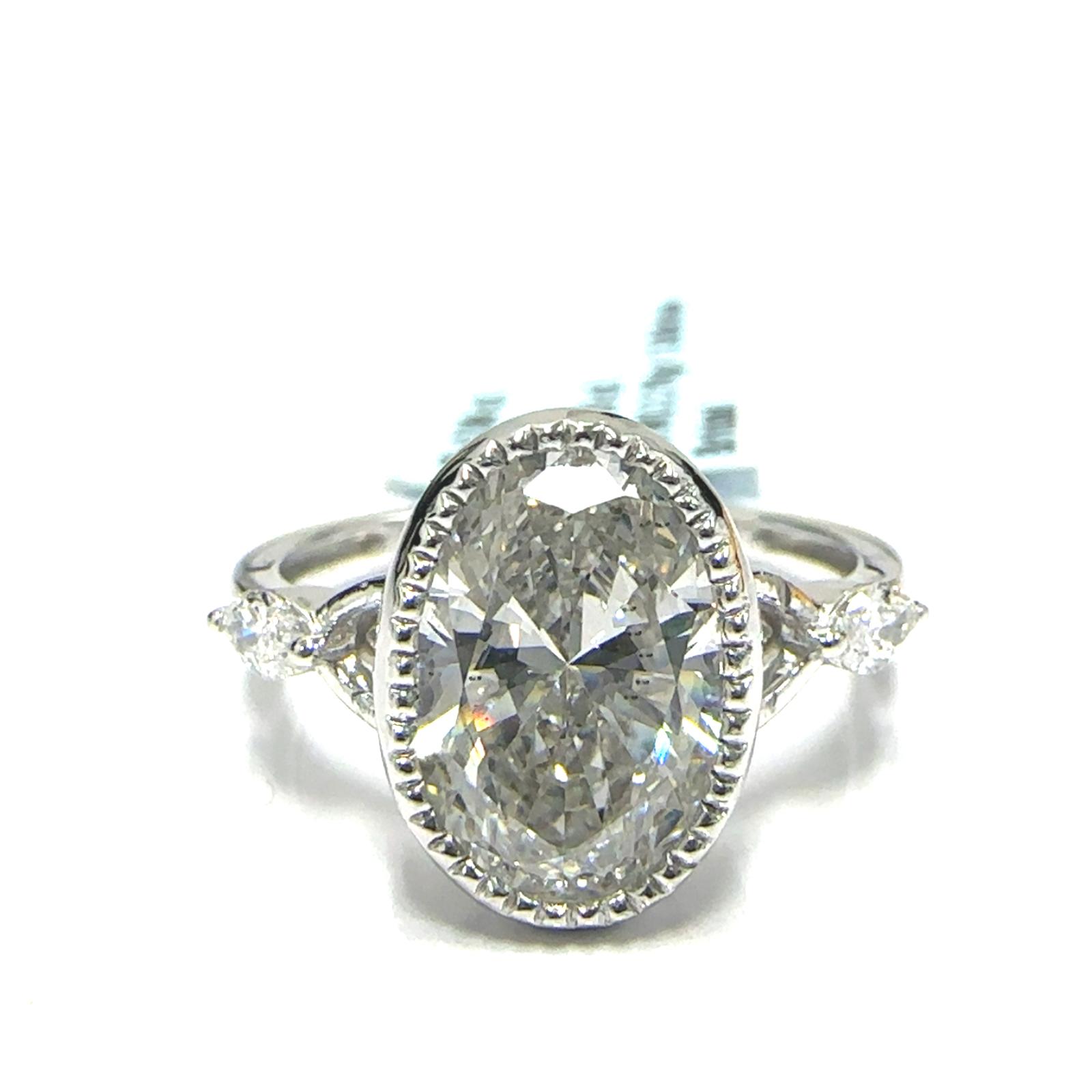 14KW LAB GROWN DIAMOND ENGAGEMENT RING NON CERT F-G VS+ 1OC-2.9CT 2D-0.19CTW 14KW-2.762GR