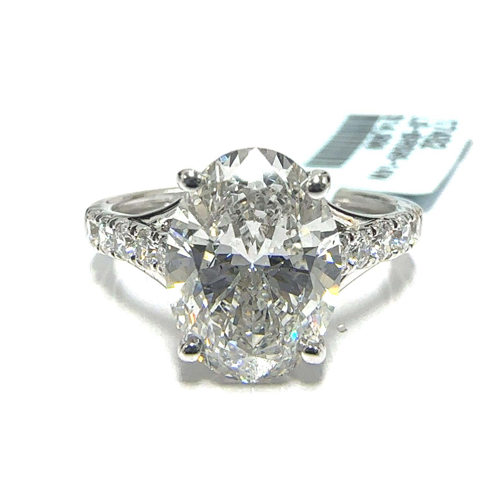 14KW LAB GROWN DIAMOND ENGAGEMENT RING NON CERT F-G VS+ 1OV-3.03CT 10D-0.39CTW 14KW-2.722GR