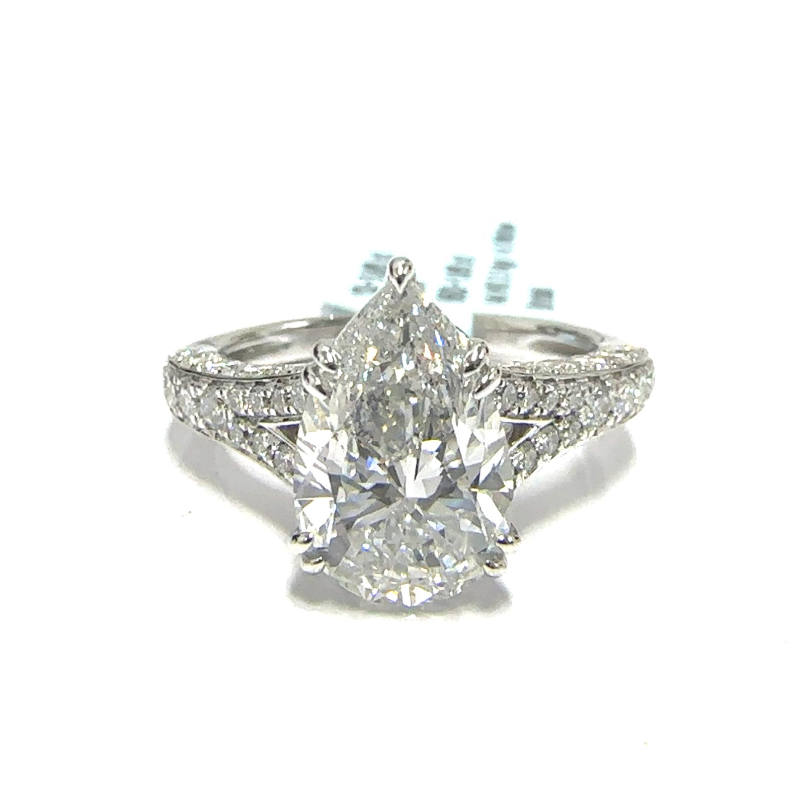 14KW LAB GROWN DIAMOND ENGAGEMENT RING NON CERT F-G VS+ 1PE-3.05CT 66D-1.045CTW 14KW-3.141GR