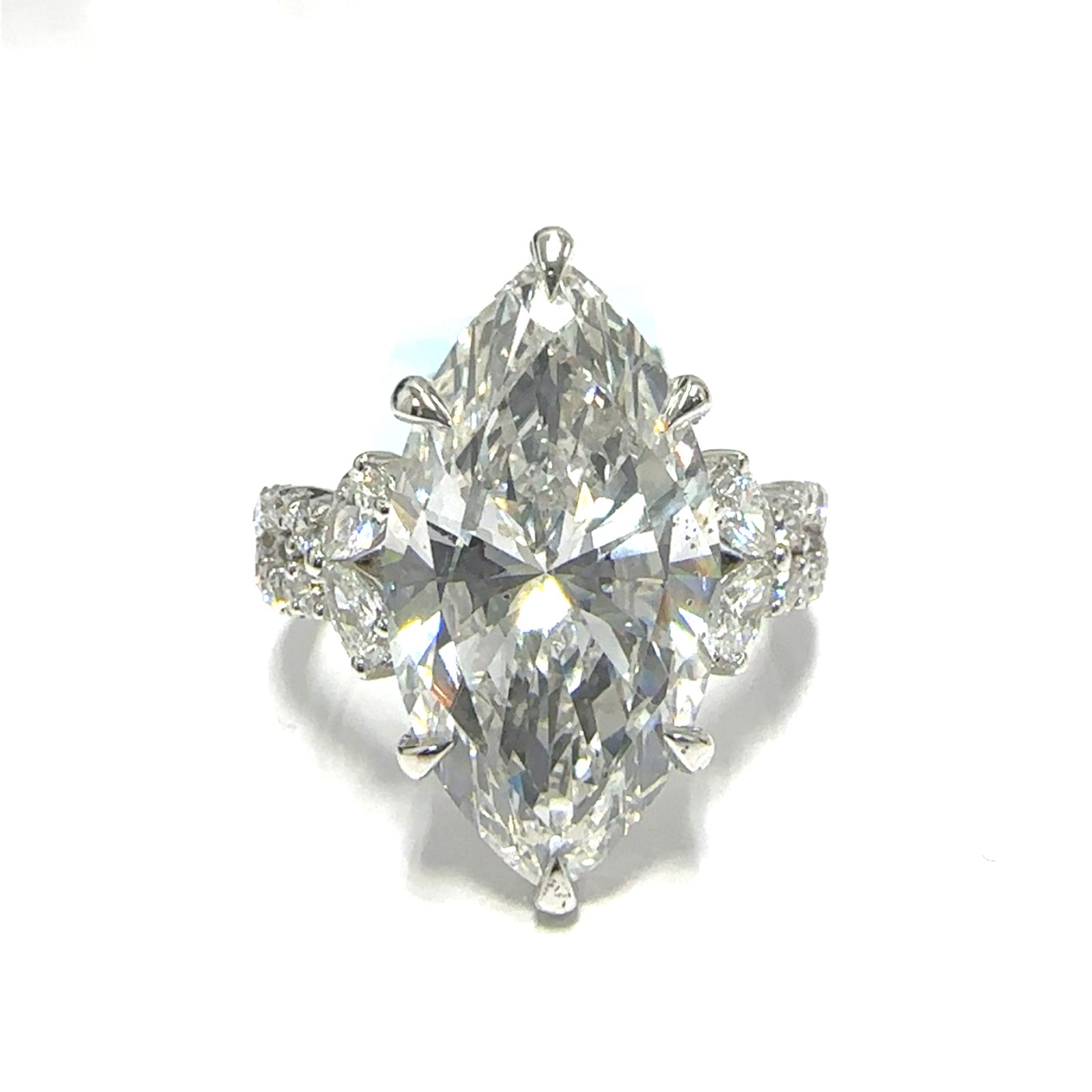 14KW LAB GROWN DIAMOND ENGAGEMENT RING NON CERT F-G VS+ 1MQ-7.27CT 28D-0.74CTW 14KW-3.882GR