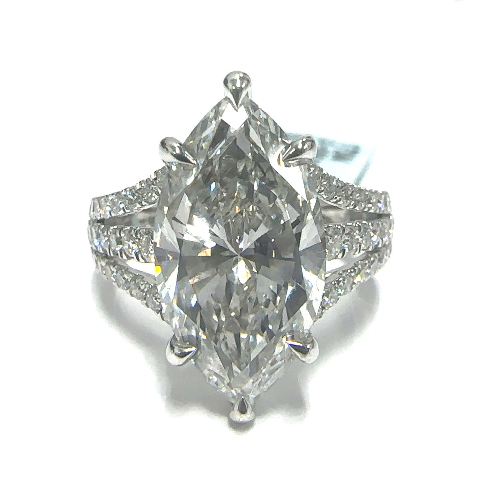 14KW LAB GROWN DIAMOND ENGAGEMENT RING NON CERT F-G VS+ 1MQ-5.14CT 52D-0.7CTW 14KW-4.2GR