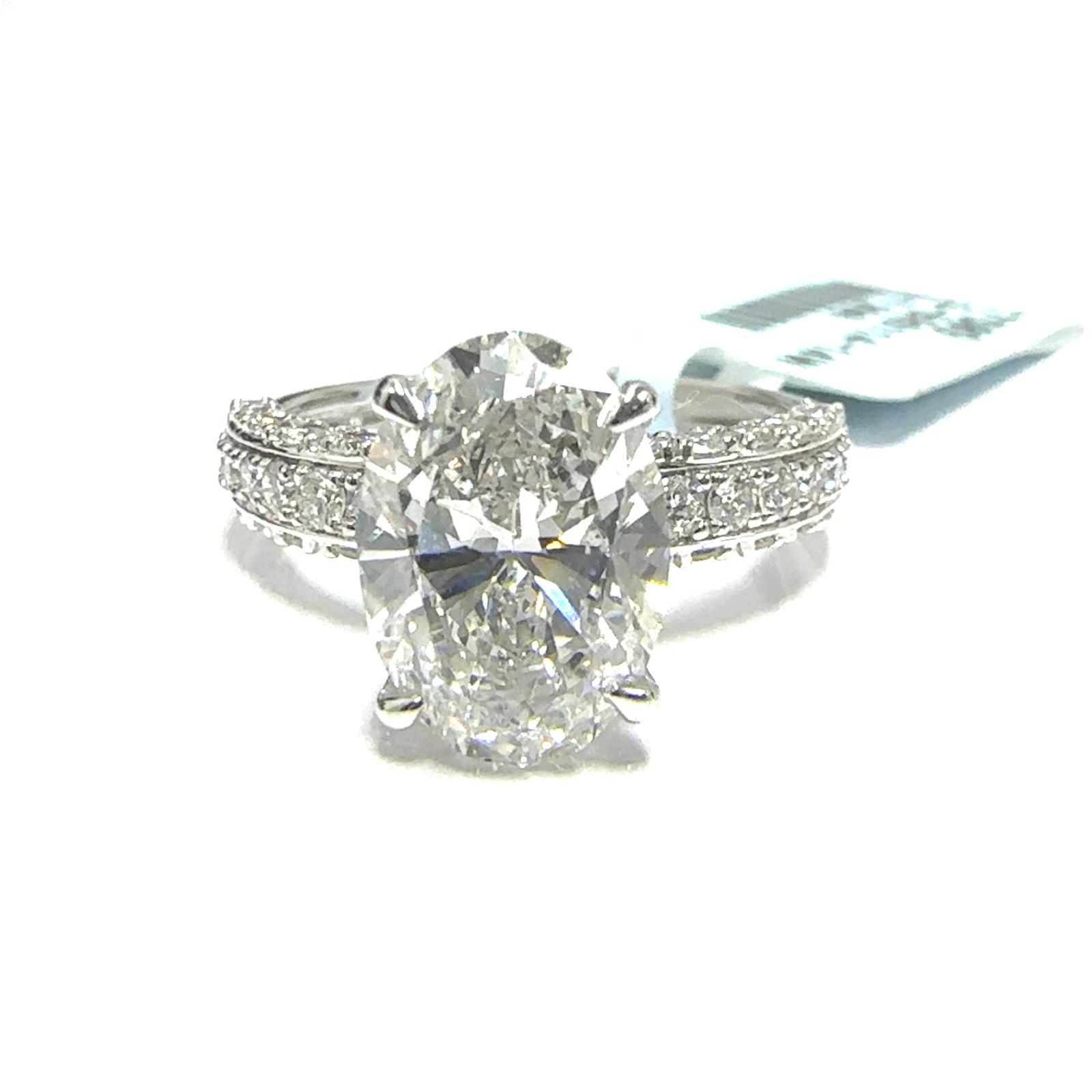 14KW LAB GROWN DIAMOND ENGAGEMENT RING NON CERT F-G VS+ 1OV-3.19CT 60D-1.15CTW 14KW-3.31GR