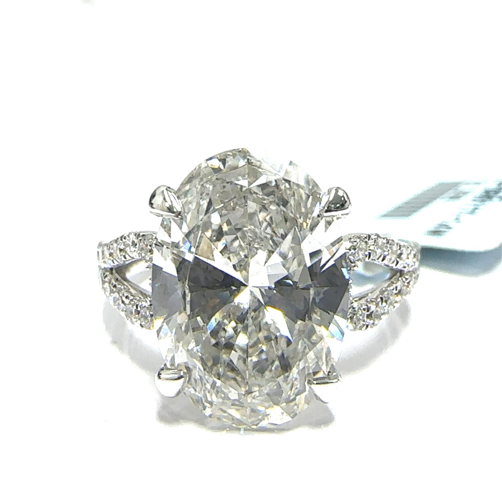14KW LAB GROWN DIAMOND ENGAGEMENT RING NON CERT F-G VS+ 1OV-5.08CT 32D-0.38CTW 14KW-3.024GR