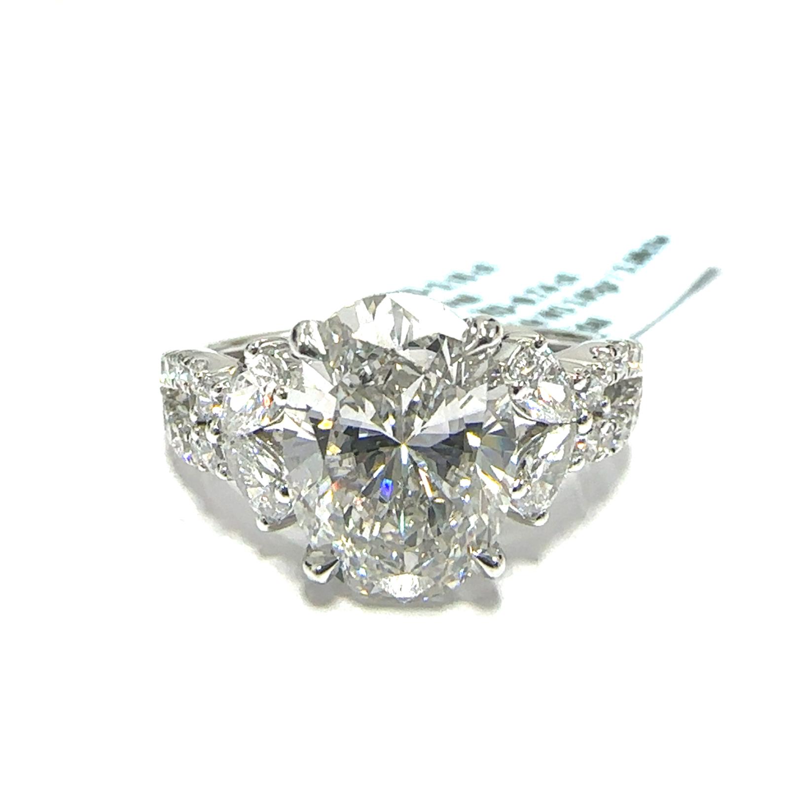 14KW LAB GROWN DIAMOND ENGAGEMENT RING NON CERT F-G VS+ 1OV-3.16CT 28D-0.74CTW 14KW-3.052GR