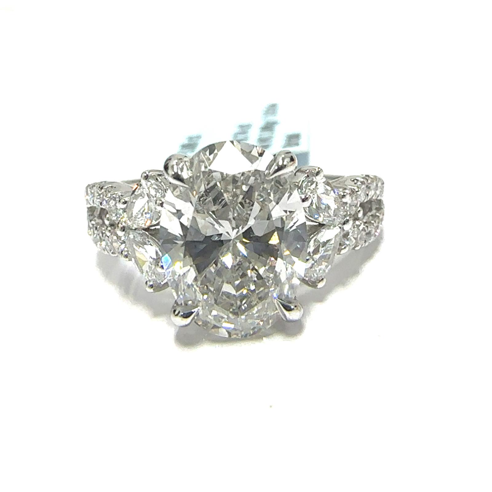 14KW LAB GROWN DIAMOND ENGAGEMENT RING NON CERT F-G VS+ 1OV-3.09CT 28D-0.74CTW 14KW-3.082GR