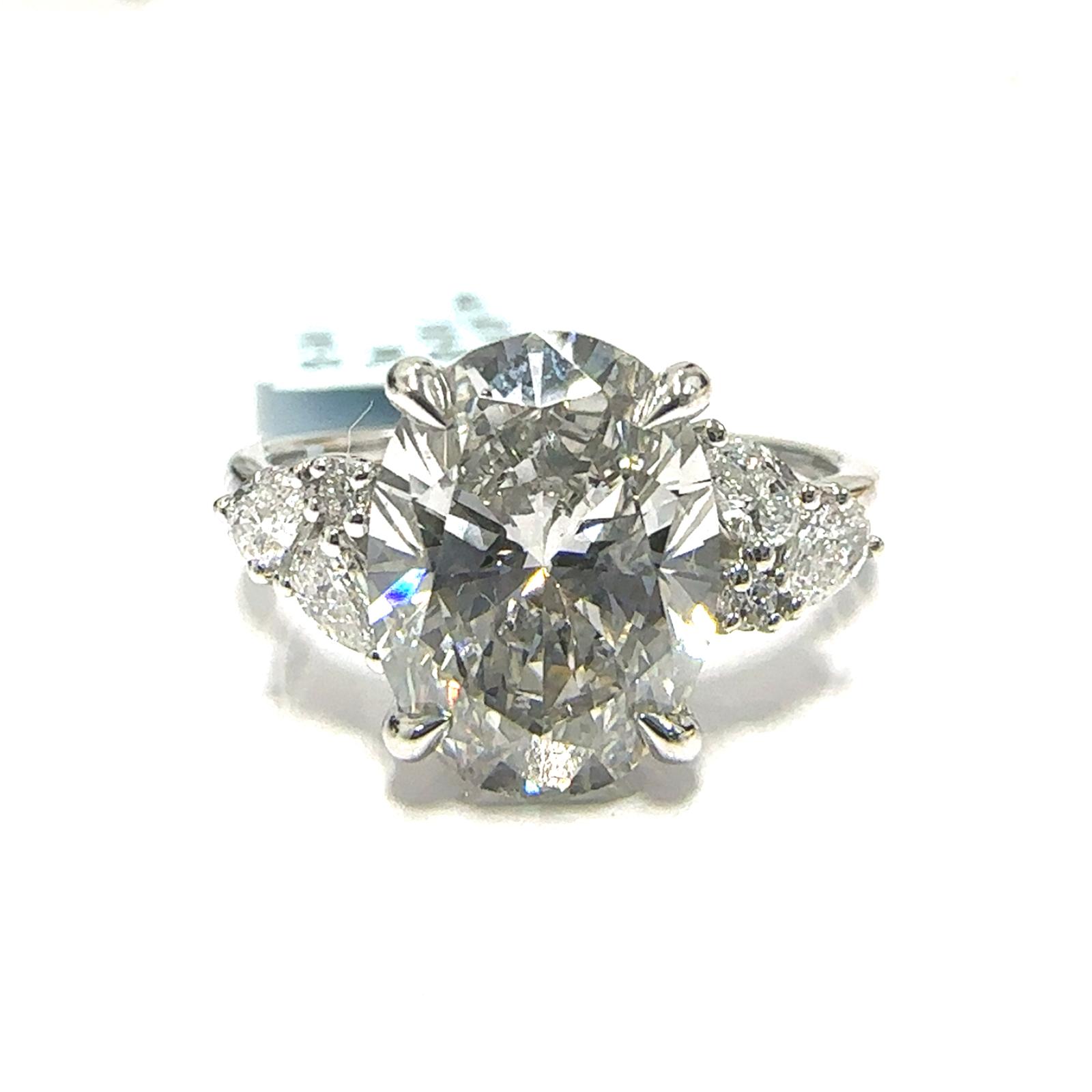 14KW LAB GROWN DIAMOND ENGAGEMENT RING NON CERT F-G VS+ 1OV-3.4CT 6D-0.3CTW 14KW-3.26GR