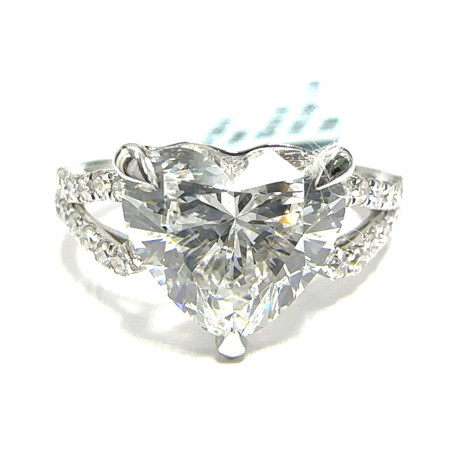 14KW LAB GROWN DIAMOND ENGAGEMENT RING NON CERT F-G VS+ 1HT-2.98CT 32D-0.41CTW 14KW-2.738GR