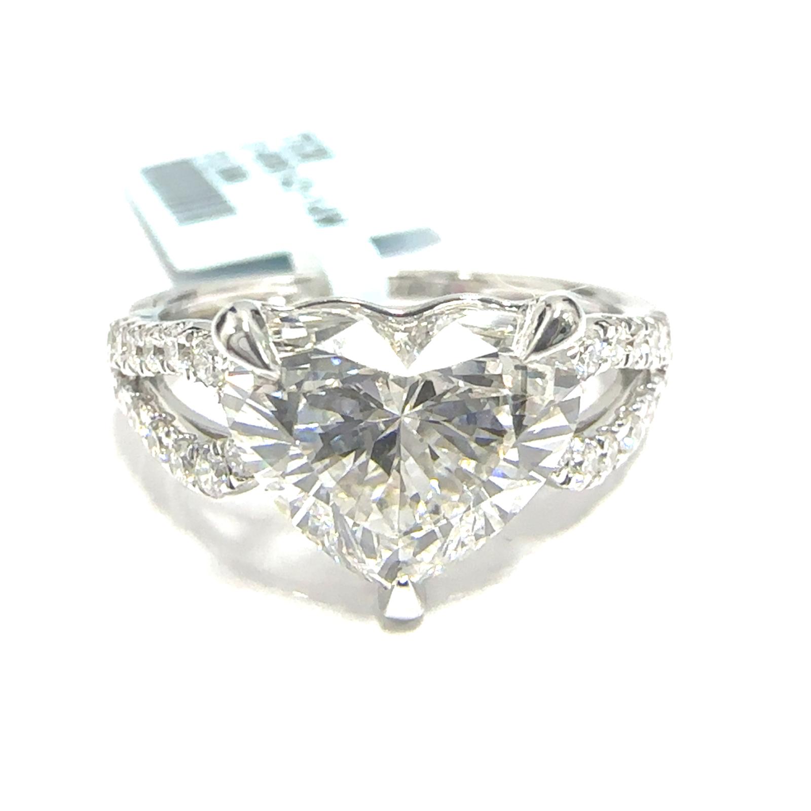 14KW LAB GROWN DIAMOND ENGAGEMENT RING NON CERT F-G VS+ 1HT-3.03CT 28D-0.39CTW 14KW-3.262GR