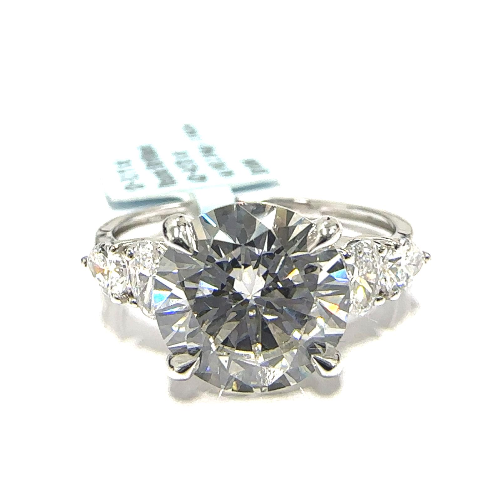 14KW LAB GROWN DIAMOND ENGAGEMENT RING NON CERT F-G VS+ 1RD-3.11CT 4D-0.53CTW 14KW-2.044GR