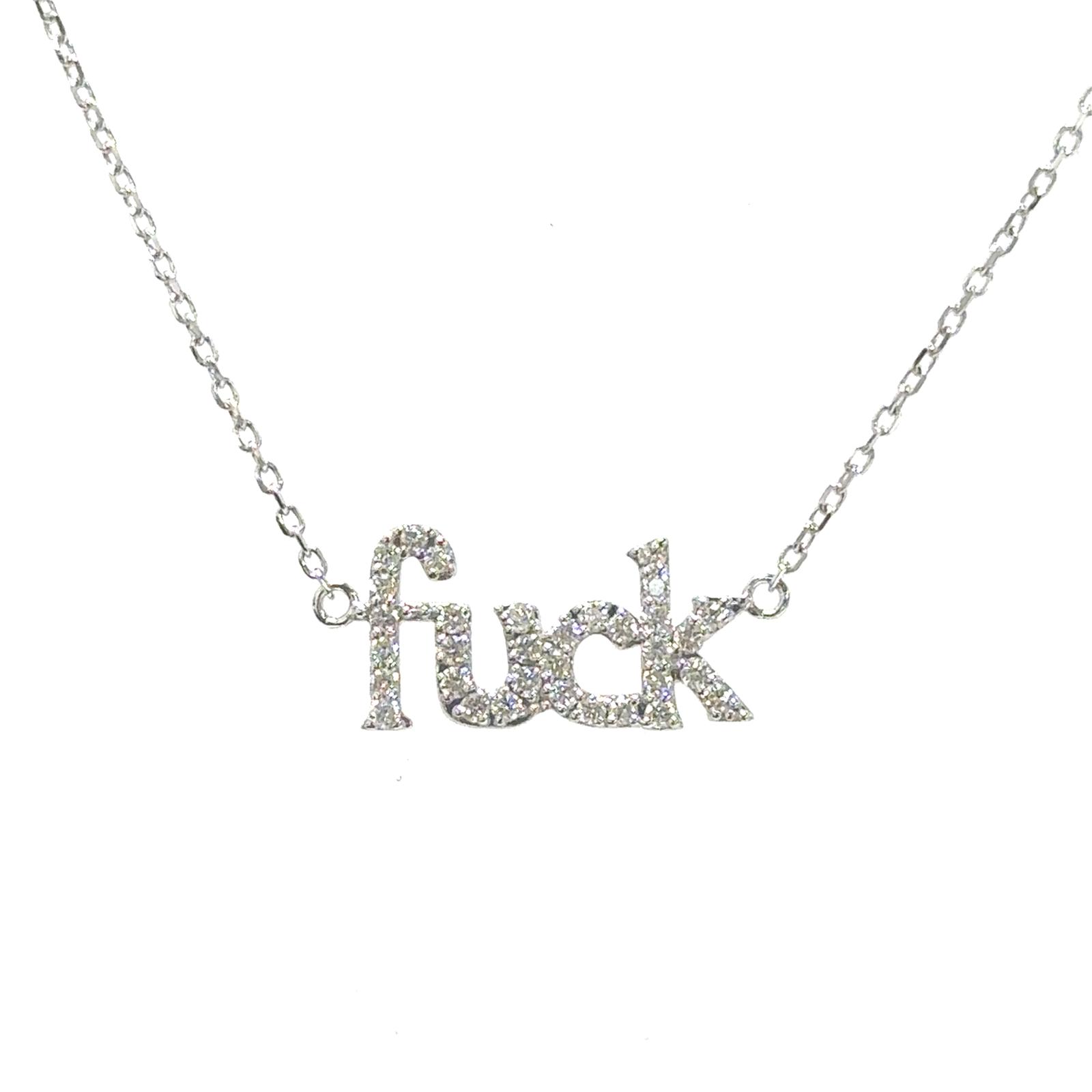 14KW NATURAL DIAMONDS FUCK NECKLACE  33RD-0.2CTW 14KW-1.64GR