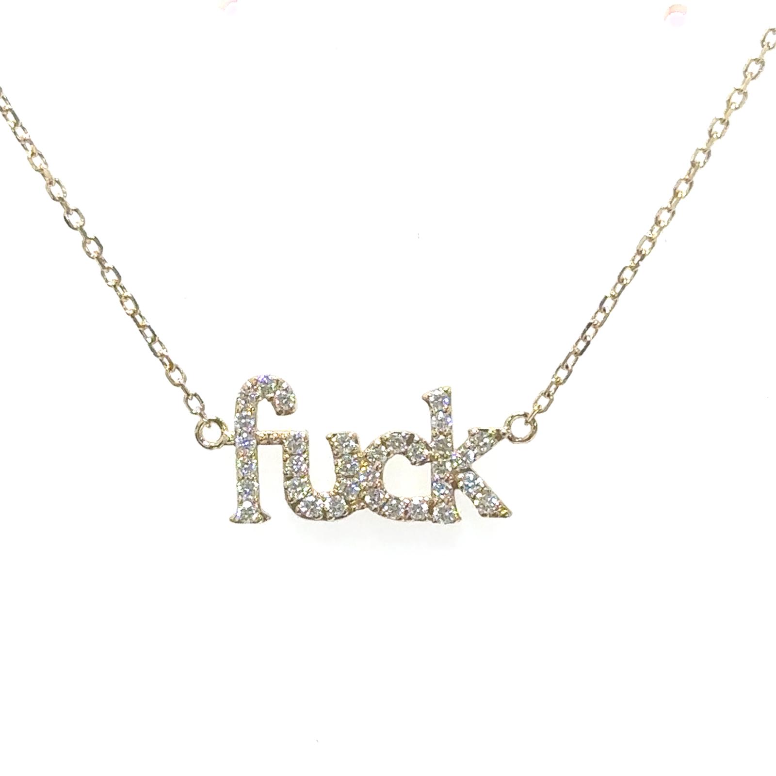 14KY NATURAL DIAMONDS FUCK NECKLACE  33RD-0.24CTW 14KY-1.65GR