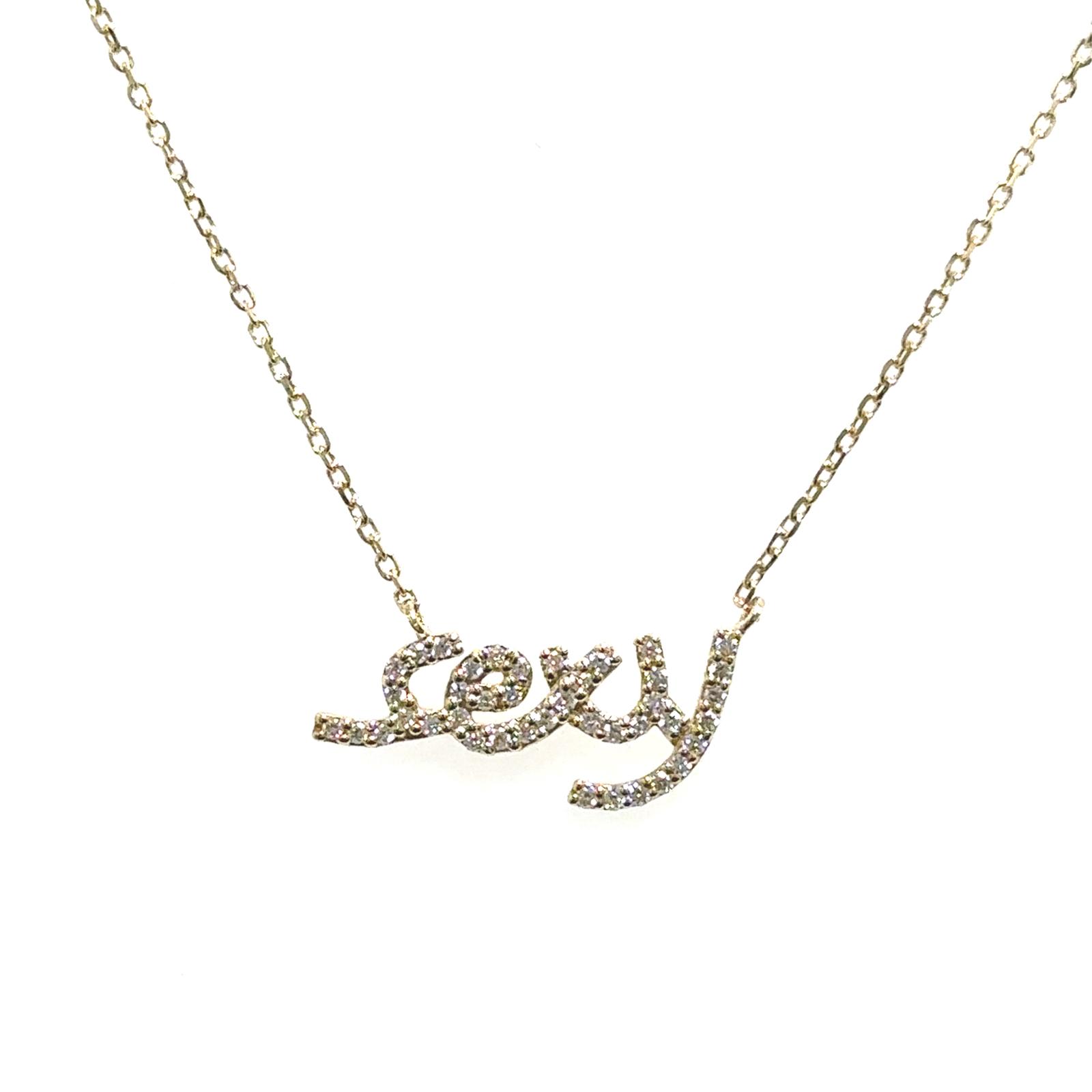 14KY NATURAL DIAMONDS SEXY NECKLACE  41RD-0.15CTW 14KY-1.77GR