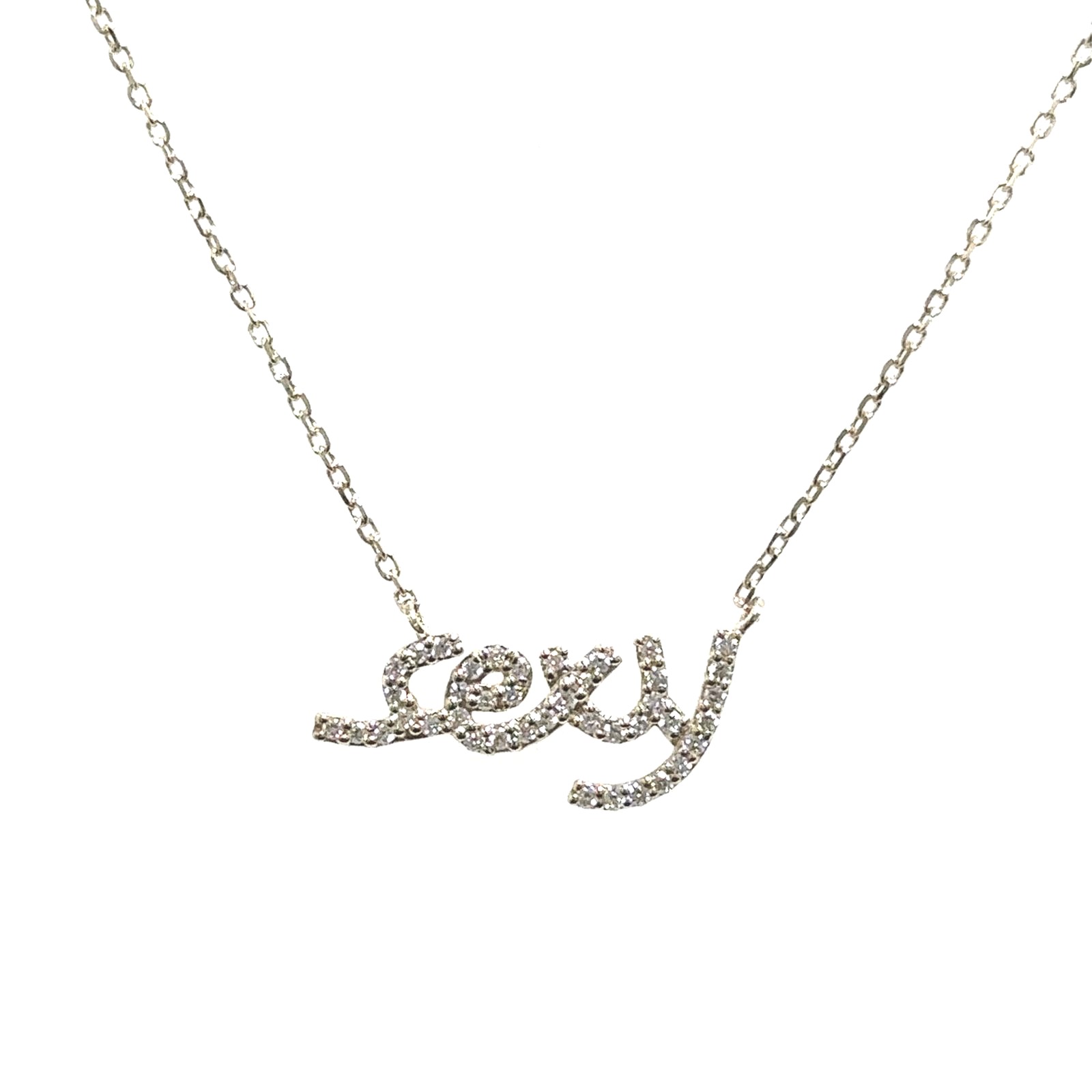 14KW NATURAL DIAMONDS SEXY NECKLACE  41RD-0.19CTW 14KW-1.76GR