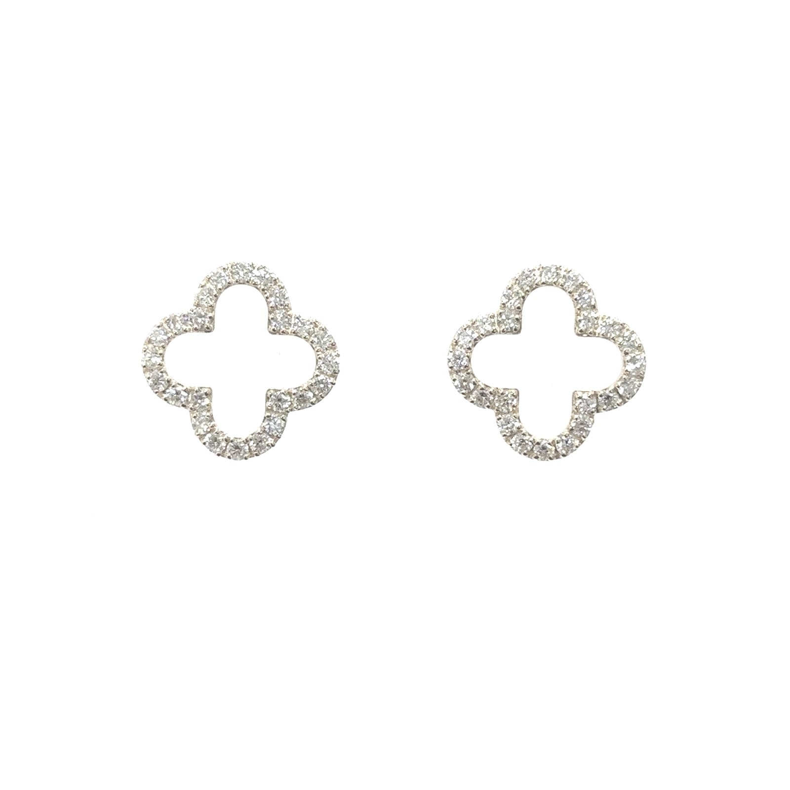 14KW NATURAL CLOVER EARRINGS  48RD-1.02CTW 14KW-2.1GR