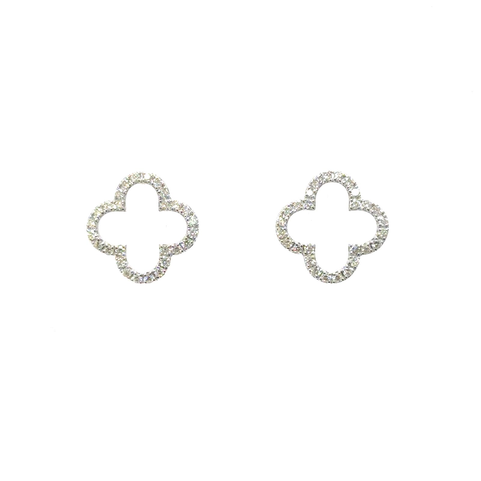 14KW NATURAL CLOVER EARRINGS  56RD-0.57CTW 14KW-1.57GR