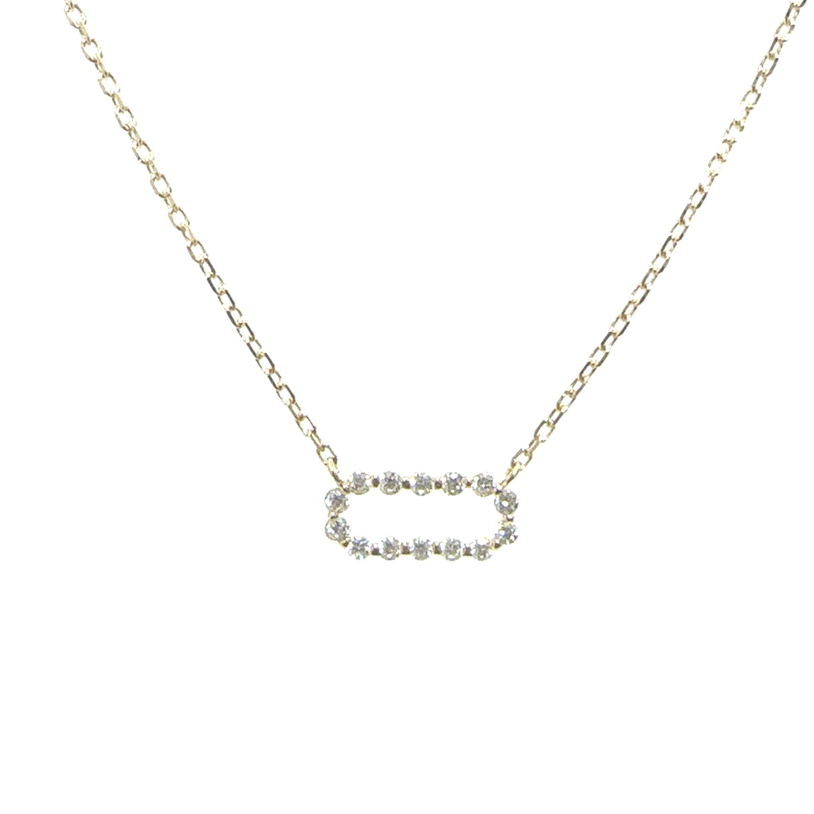 14KY NATURAL DIAMOND SIDEWAYS OVAL NECKLACE  14RD-0.12CTW 14KY-1.25GR