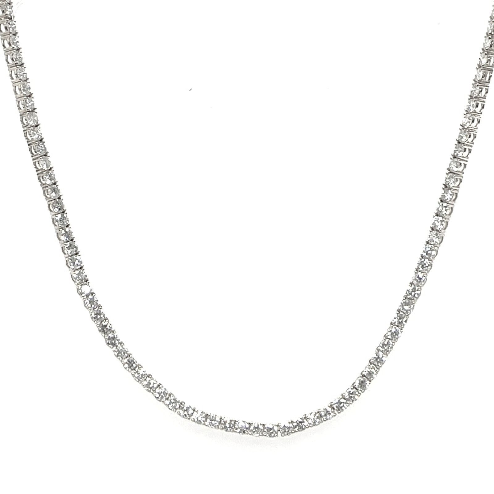 14KW LAB GROWN DIAMOND TENNIS NECKLACE NON CERT F-G VS+  180RD-10.69CTW 14KW-7.86GR