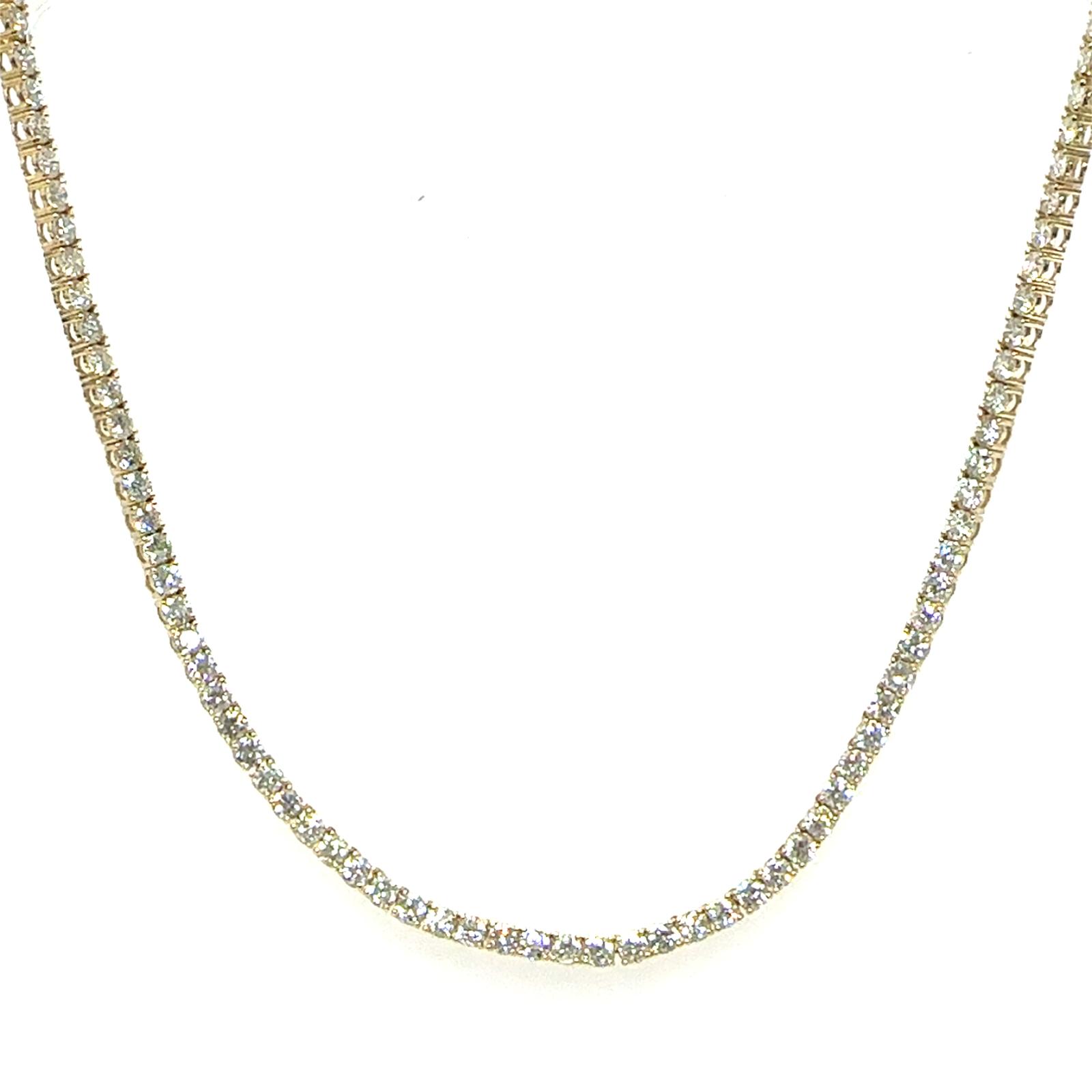 14KY LAB GROWN DIAMOND TENNIS NECKLACE NON CERT F-G VS+  180RD-10.73CTW 14KY-10.78GR