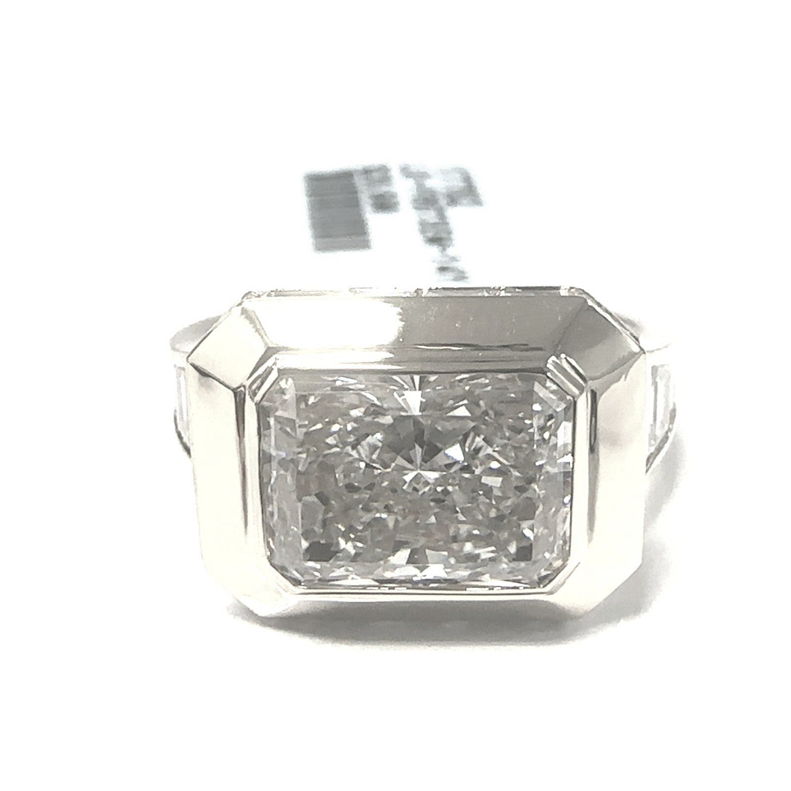 14KW LAB GROWN DIAMOND ART DECO  ENG RING  NON CERT F-G VS+ 1EM-3.03CT 30TB-1.72CTW 14KW-4.18GR