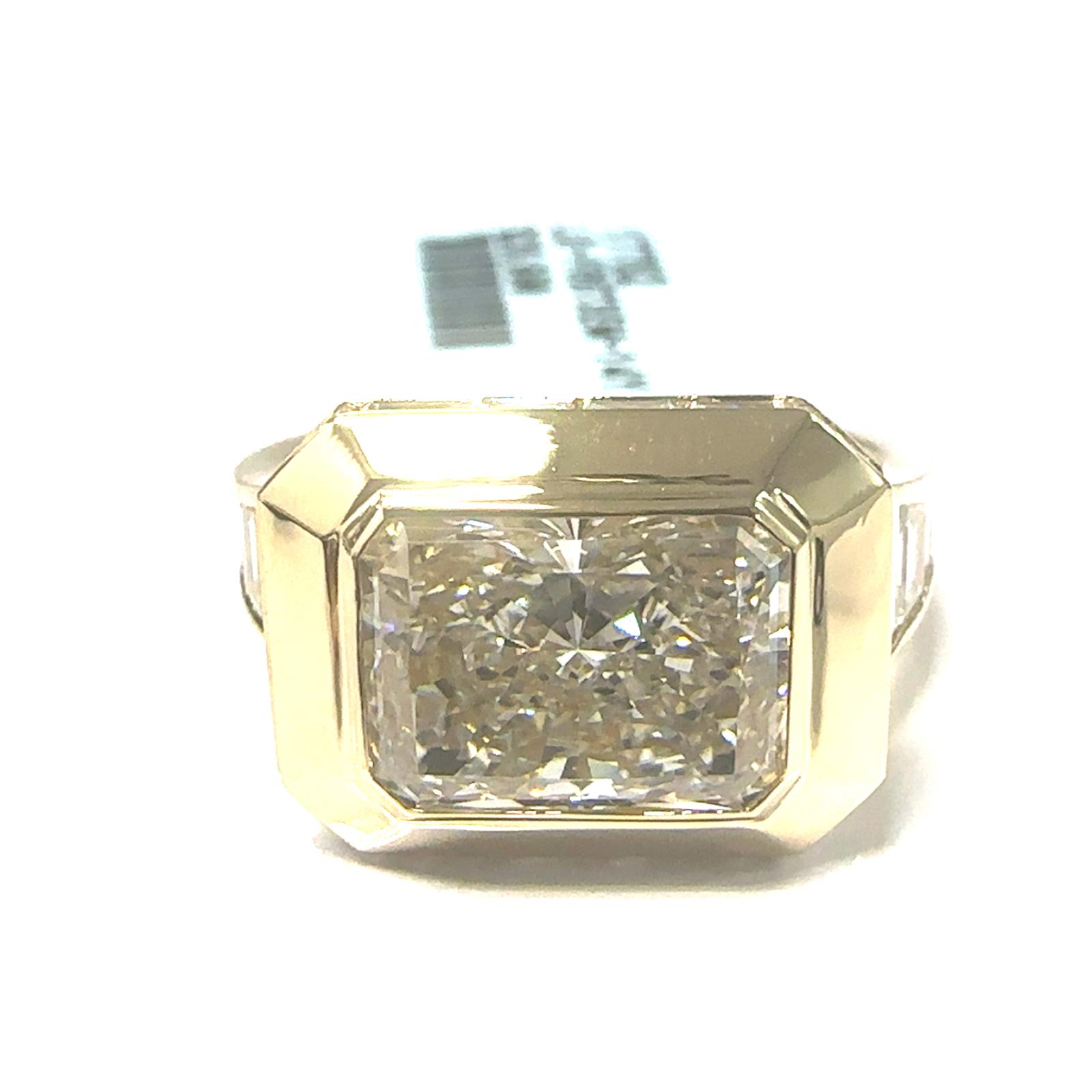 14KY LAB GROWN DIAMOND ART DECO  ENG RING  NON CERT F-G VS+ 1EM-3.07CT 30TB-1.53CTW 14KY-4.3GR