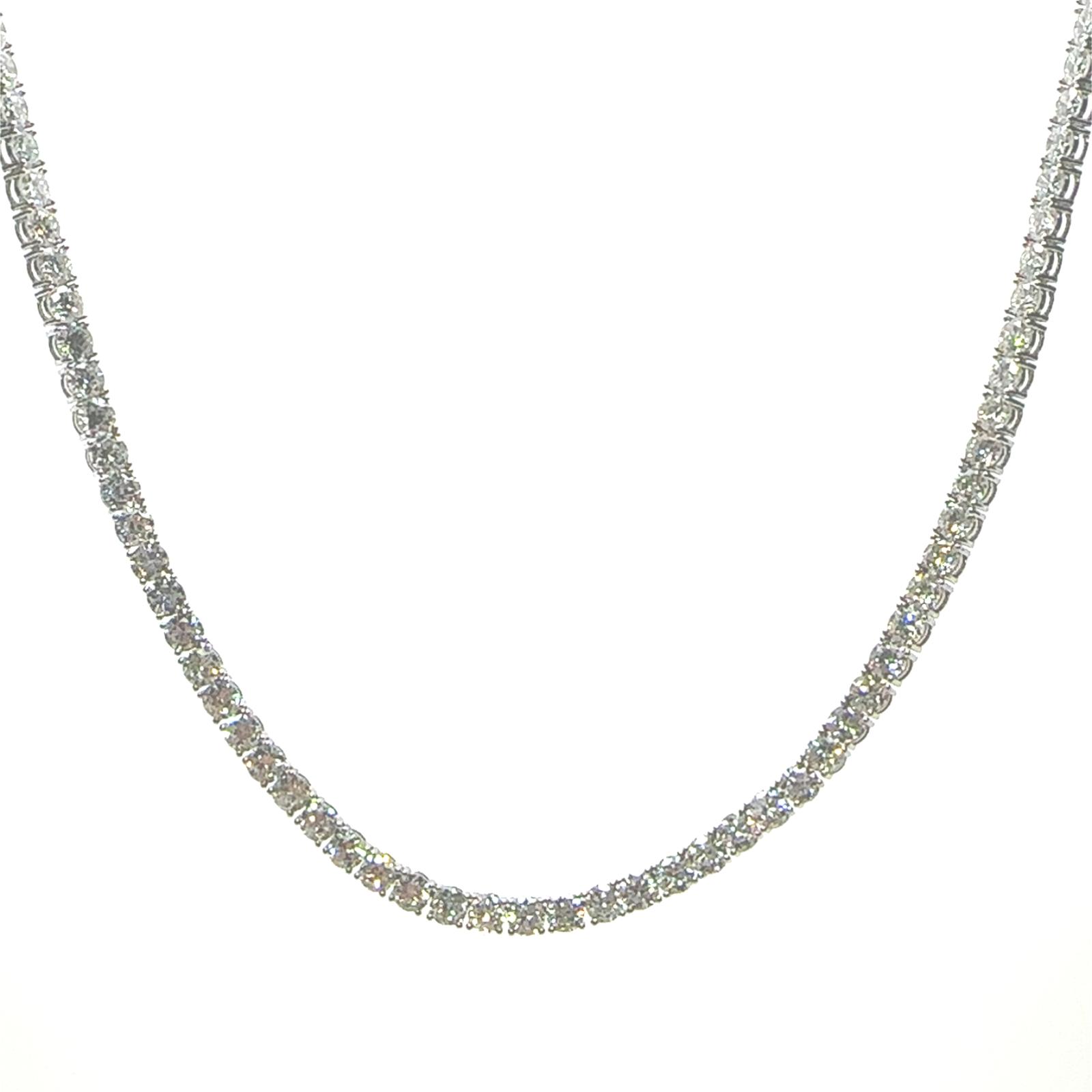 14KW LAB GROWN DIAMOND TENNIS NECKLACE  147RD-15CTW 14KW-10.48GR