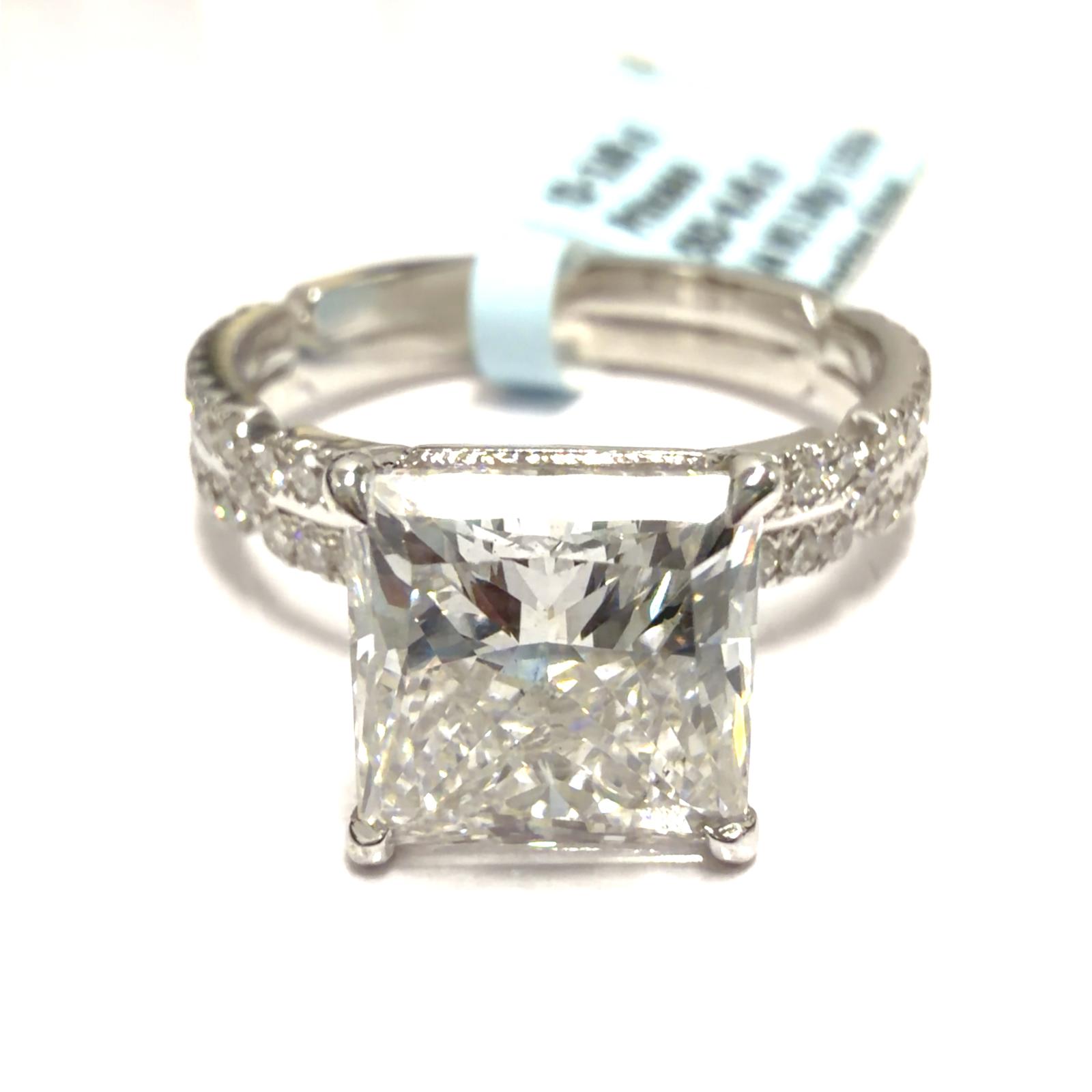 14KW LAB GROWN DIAMOND LINK SHANK ENGAGEMENT RING 1PR-2.96CT 58RD-0.46CTW 14KW-3.07GR