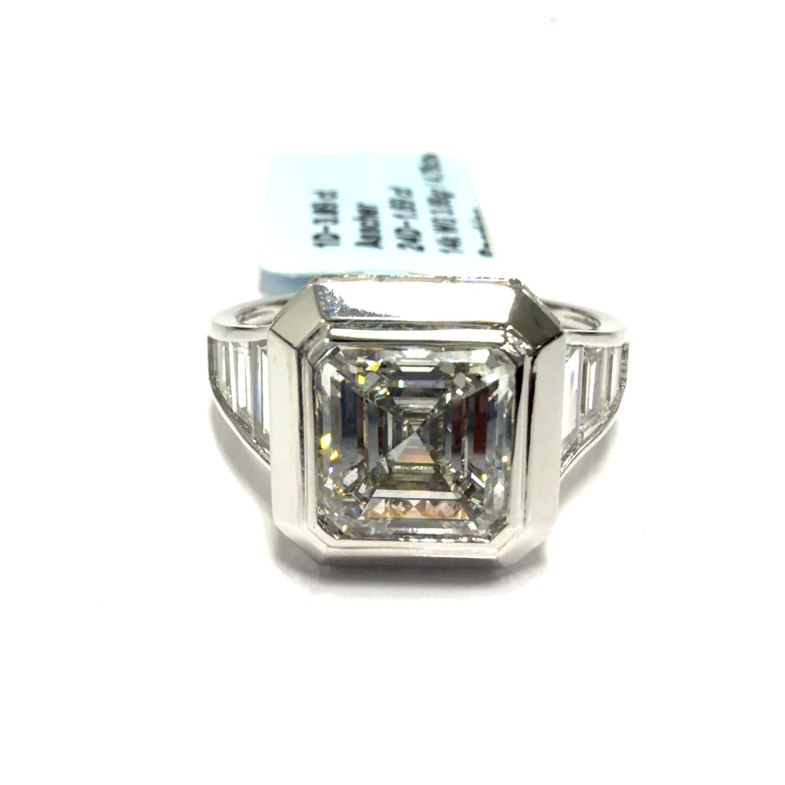 14KW LAB GROWN DIAMOND ART DECO ENGAGEMENT RING 1AS-3.41CT 24TB-1.67CTW 14KW-3.51GR