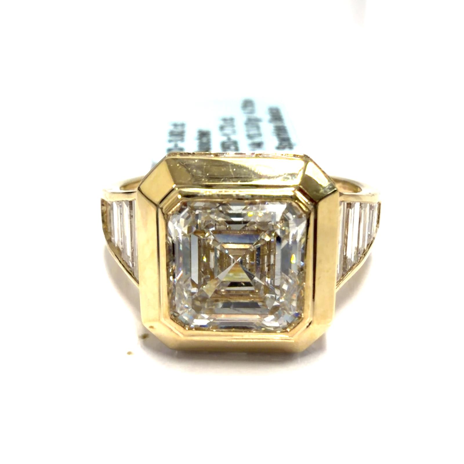 14KY LAB GROWN DIAMOND ART DECO ENGAGEMENT RING 1AS-3.02CT 25TB-1.73CTW 14KY-3.97GR