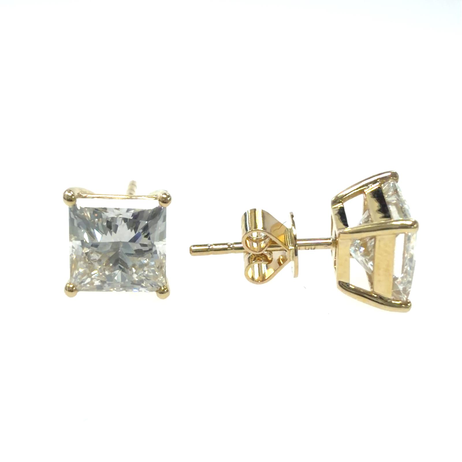 14KY LAB GROWN DIAMOND STUDS 1PR-2.1CT 1PR-2.14CTW 14KY-1.4GR