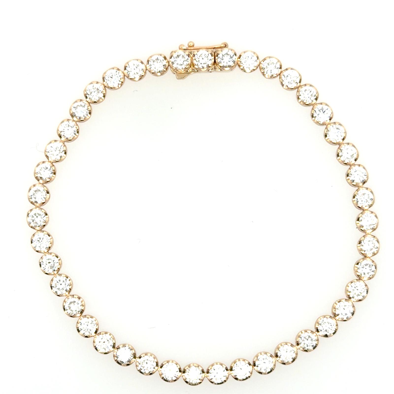 14KY LAB GROWN DIAMOND ILLUSION SET TENNIS BRACELET  NON-CERT F VS+ 43RD-5.54CTW 14KY-4.78GR