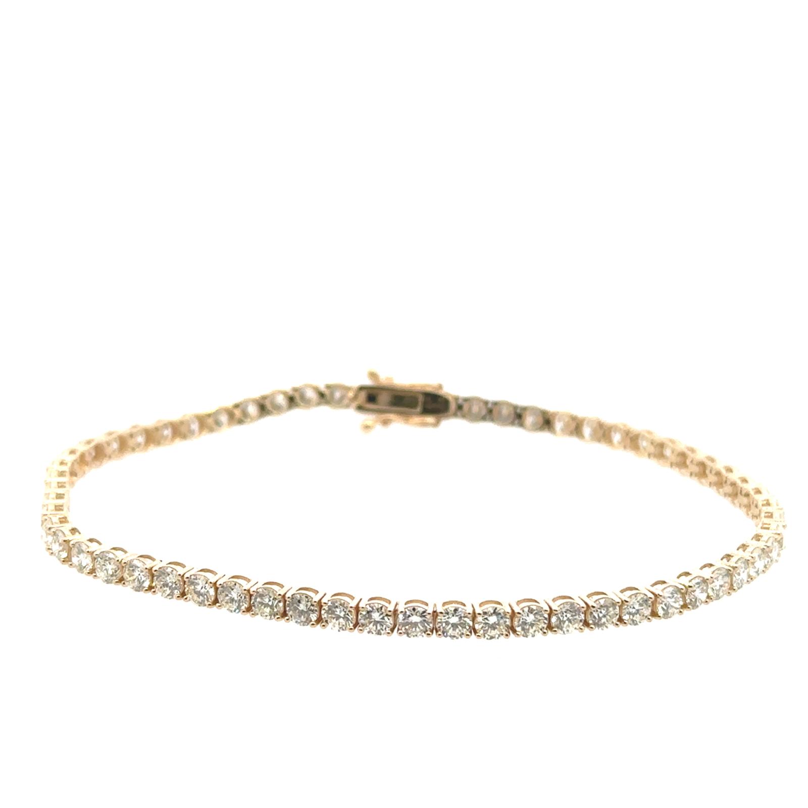 14KY LAB GROWN DIAMOND TENNIS BRACELET  NON-CERT F VS+ 60RD-5.16CT 14KY-4.01GR