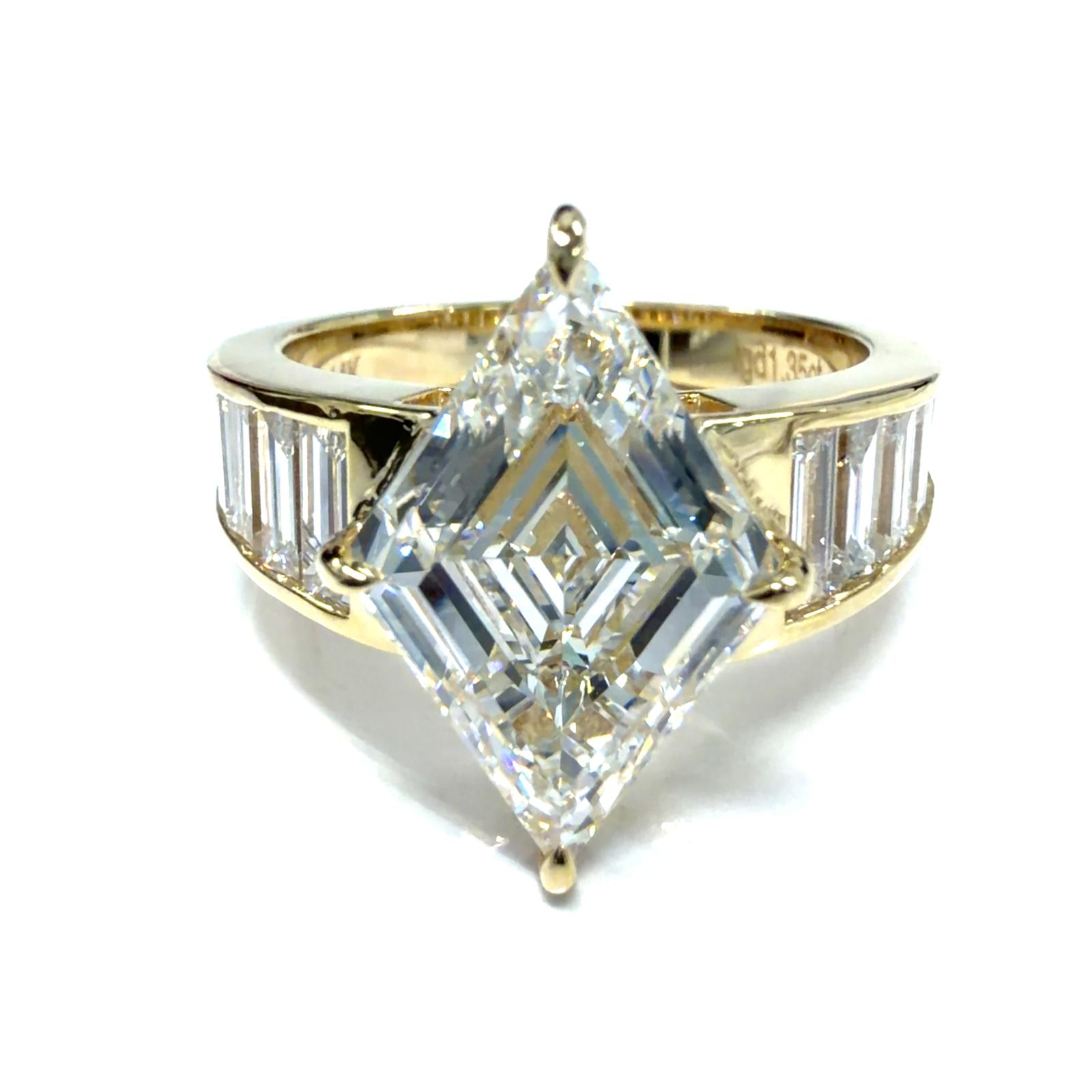 14k YG Lab Grown Diamond  Bridal Ring 1LOZ-5.08CT 12BG-1.35CTW 14KW-4.91GR  SZ 7