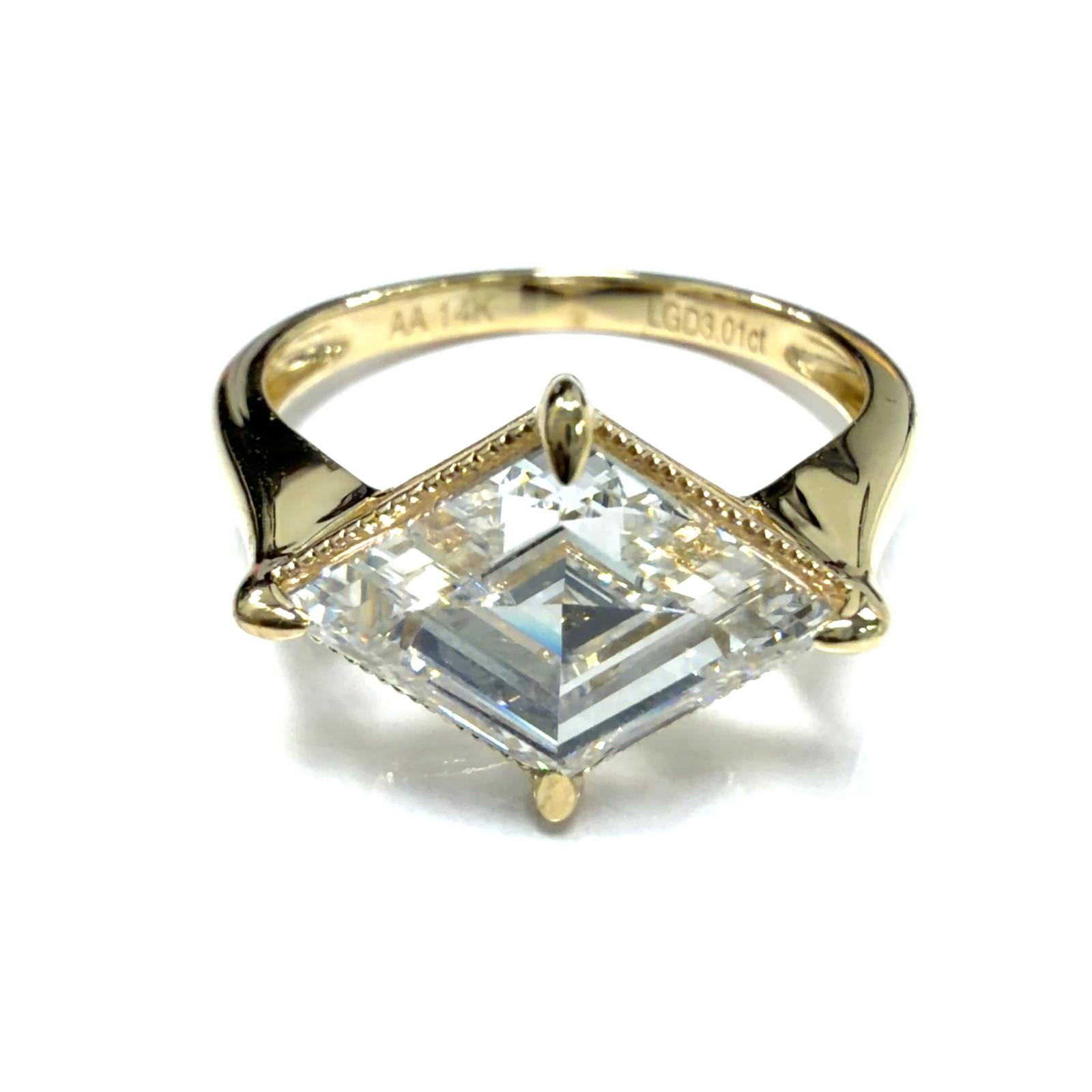 14k YG Lab Grown Diamond  Rings  Lozenge 3.01CT 1D  -3.01CTW  2.32GR  7