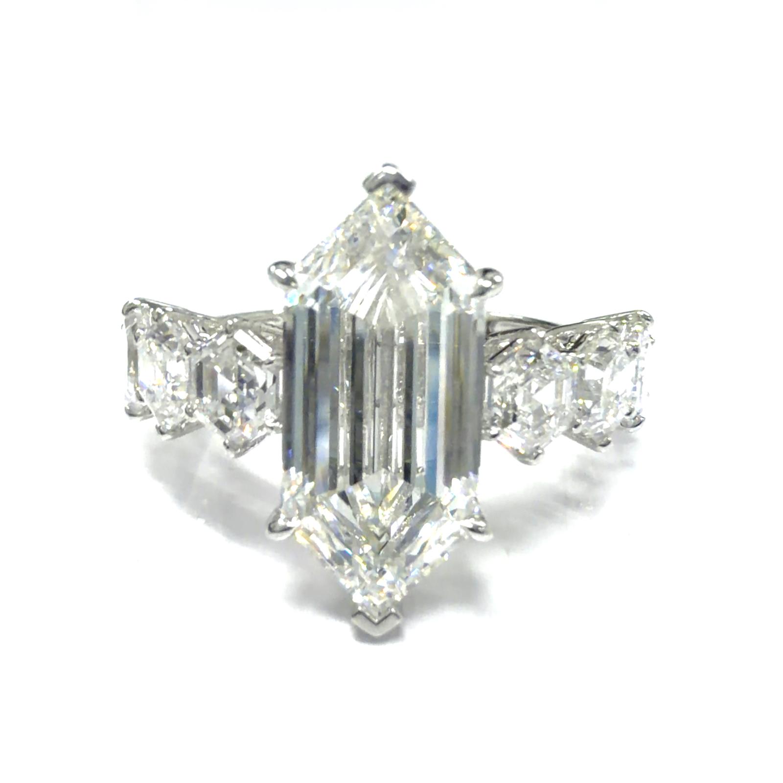 14k WG Lab Grown Diamond  Ring 1LHX-5.11CT 6HX- 2.37CTW 7D  -7.48CTW  2.49GR  SZ 7