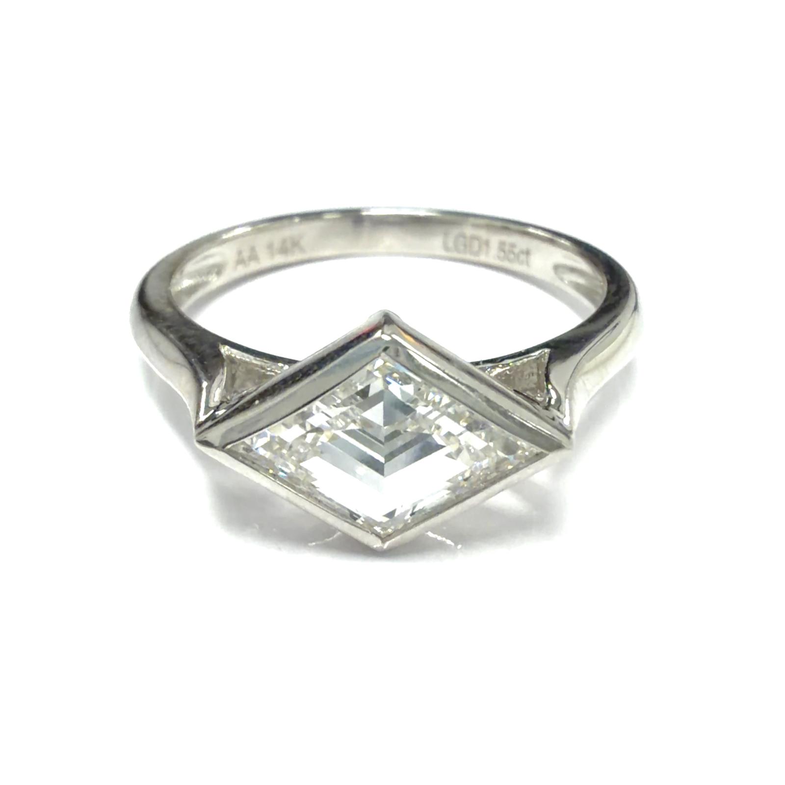 14k WG Lab Grown Diamond  Rings  Lozenge 1.55CT 1D  -1.55CTW  2.55GR  7