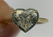 14k YG Lab Grown Diamond  Rings  Heart 2.62CT Round   23D- 0.19CTW 24D  -2.81CTW  2.10GR