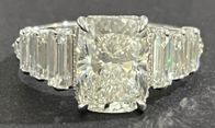 14k WG Lab Grown Diamond  Rings  Cushion 4.02CT Mixed    36D- 1.74CTW 37D  -5.76CTW  2.59GR