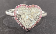 14k WG Lab Grown Diamond  Rings  Heart 2.97CT Round   25D- 0.21CTW 26D  -3.18CTW  2.01GR