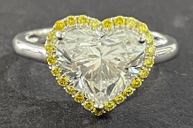 14k WG Lab Grown Diamond  Rings  Heart 2.85CT Round   25D- 0.21CTW 26D  -3.06CTW  2.01GR