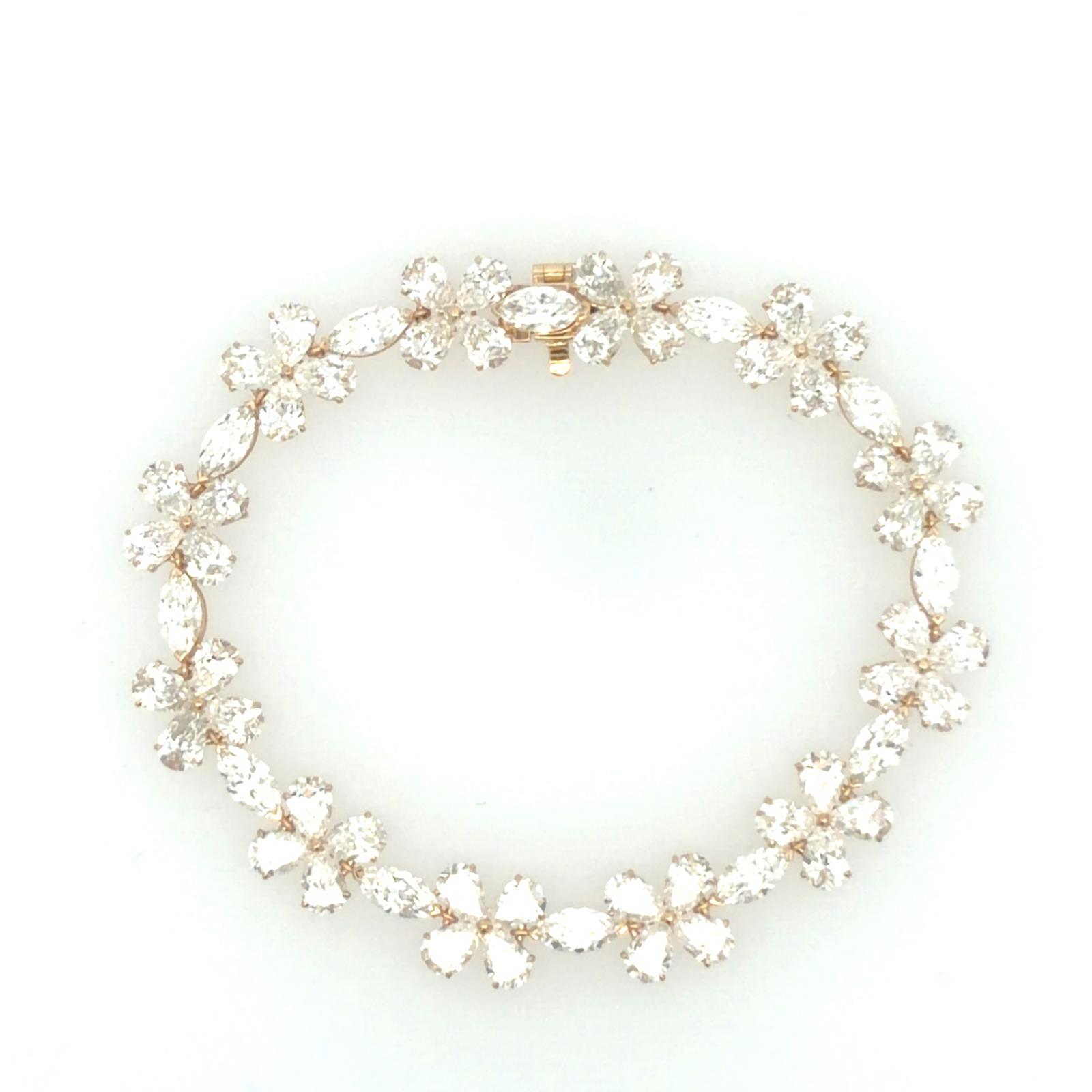 14k YG Lab Grown Diamond  Bracelet  48PE-12.18CTW 12MQ 4.95CTW 60D-17.13CTW  7.04GR  7.5