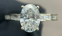 14k YG Lab Grown Diamond  Rings  Oval 2.06CT Tapered Baguette   10D- 0.43CTW 11D  -2.49CTW  2.62GR