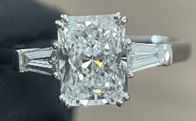 14k WG Lab Grown Diamond  Rings  Radiant 2.08CT Tapered Baguette   2D- 0.37CTW 3D  -2.45CTW  2.59GR