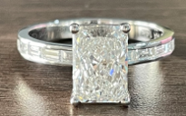 14k WG Lab Grown Diamond  Rings  Radiant 2.19CT  10BG- 0.43CTW 11D  -2.62CTW  2.45GR
