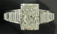 14k WG Lab Grown Diamond  Rings  Radiant 5.10CT    10BG- 1.31CTW 11D  -6.41CTW  3.70GR