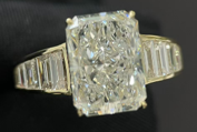14k YG Lab Grown Diamond  Rings  Radiant 3.11CT    10BG- 1.31CTW 11D  -4.42CTW  3.61GR